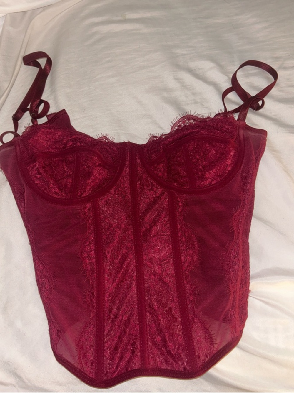 SHEIN Burgundy Lace Underwire Bustier Top